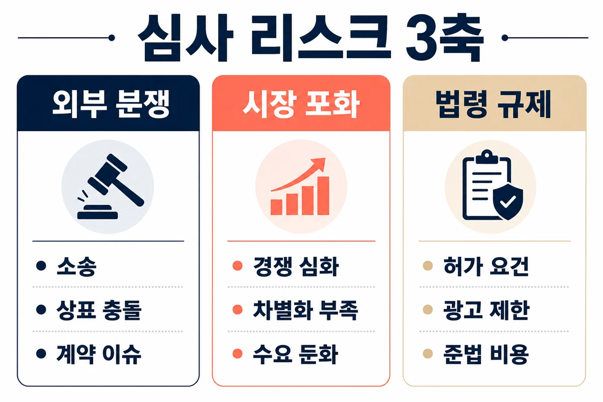 심사 리스크 3축 인포그래픽