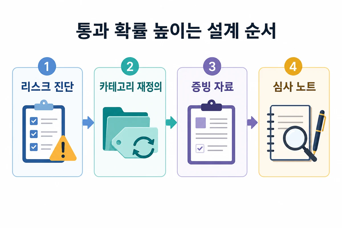 통과 확률 높이는 설계 순서 인포그래픽