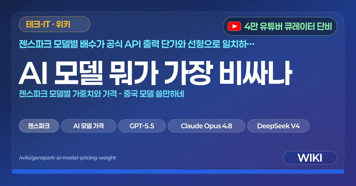 AI 모델 뭐가 가장 비싸나 | 젠스파크 모델별 가중치와 가격 - 중국 모델 쓸만하네