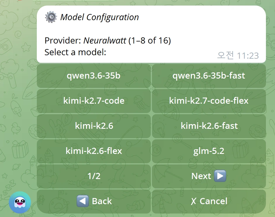 Hermes 모델 목록 1/2 — qwen·kimi·glm-5.2