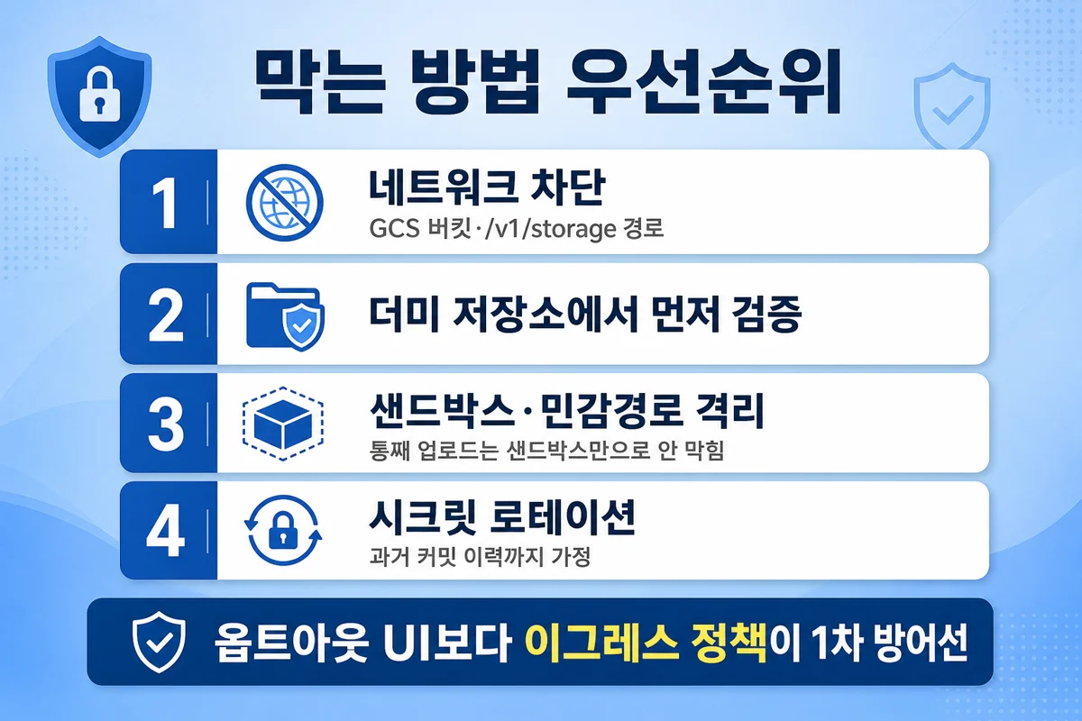막는 방법 우선순위 인포그래픽