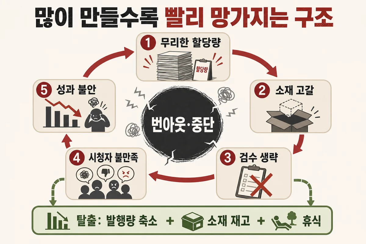 무리한 콘텐츠 할당량이 번아웃으로 이어지는 악순환