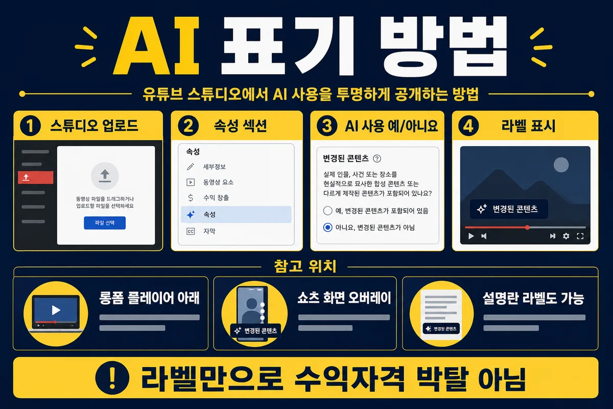 YouTube 스튜디오 AI 사용 표기 방법
