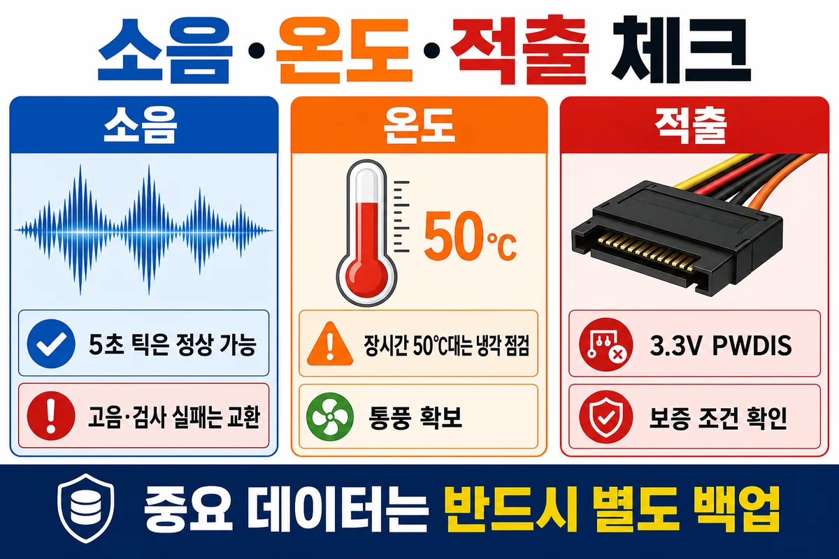 WD 14TB 소음 온도 적출 체크