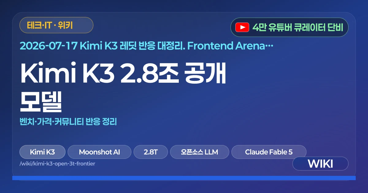 Kimi K3 2.8조 공개 모델 | 벤치·가격·커뮤니티 반응 정리