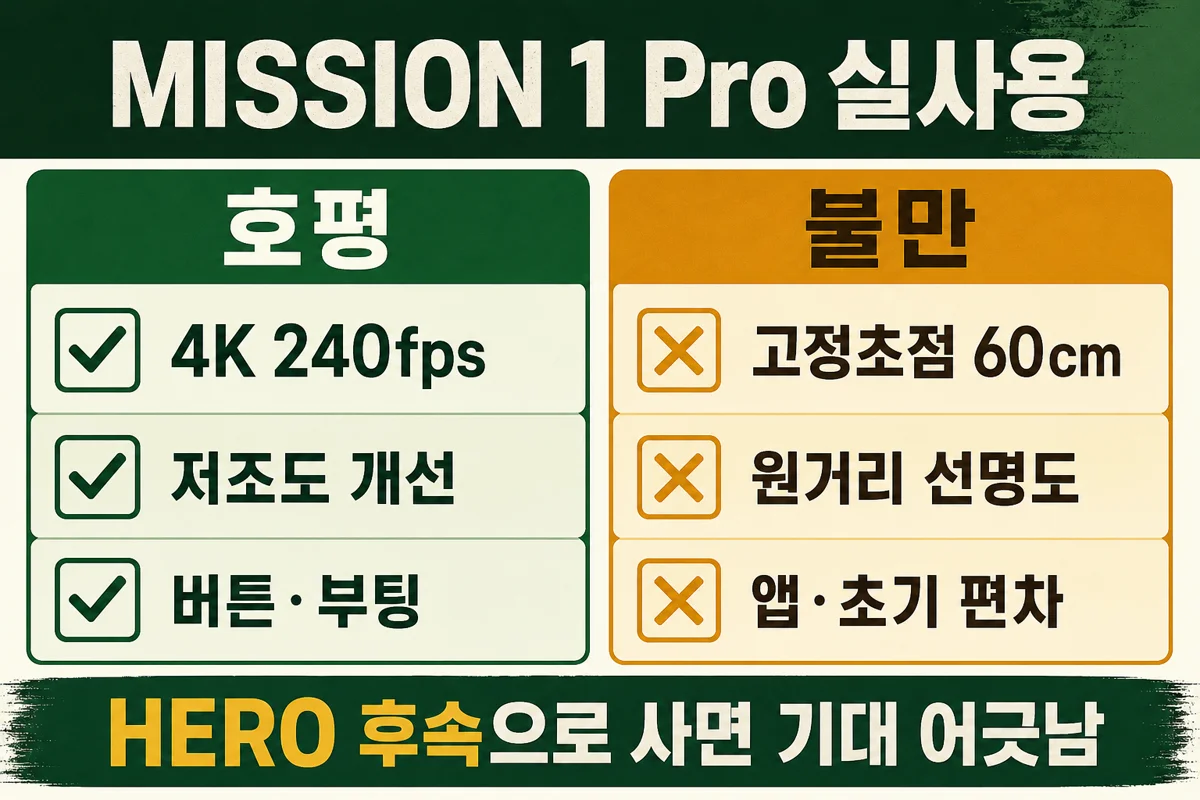 MISSION 1 Pro 실사용 호평·불만 요약
