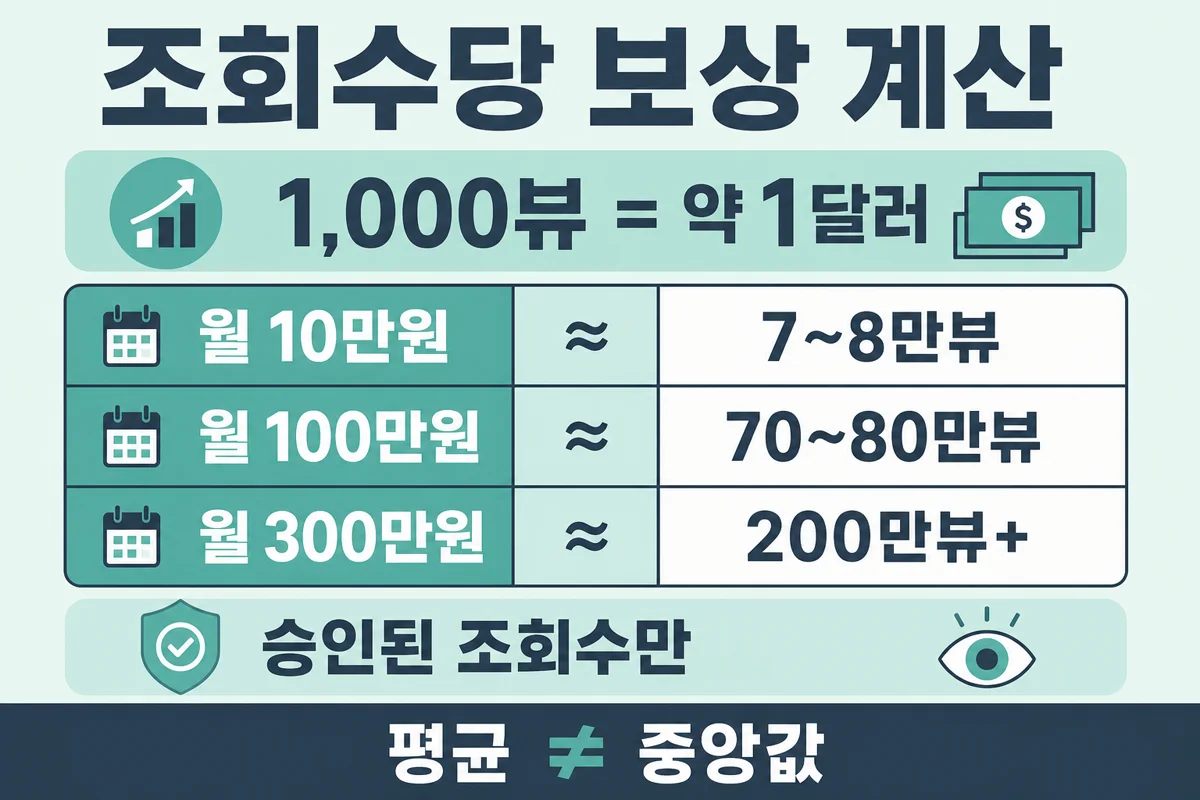 조회수당 보상 계산과 승인 조회수