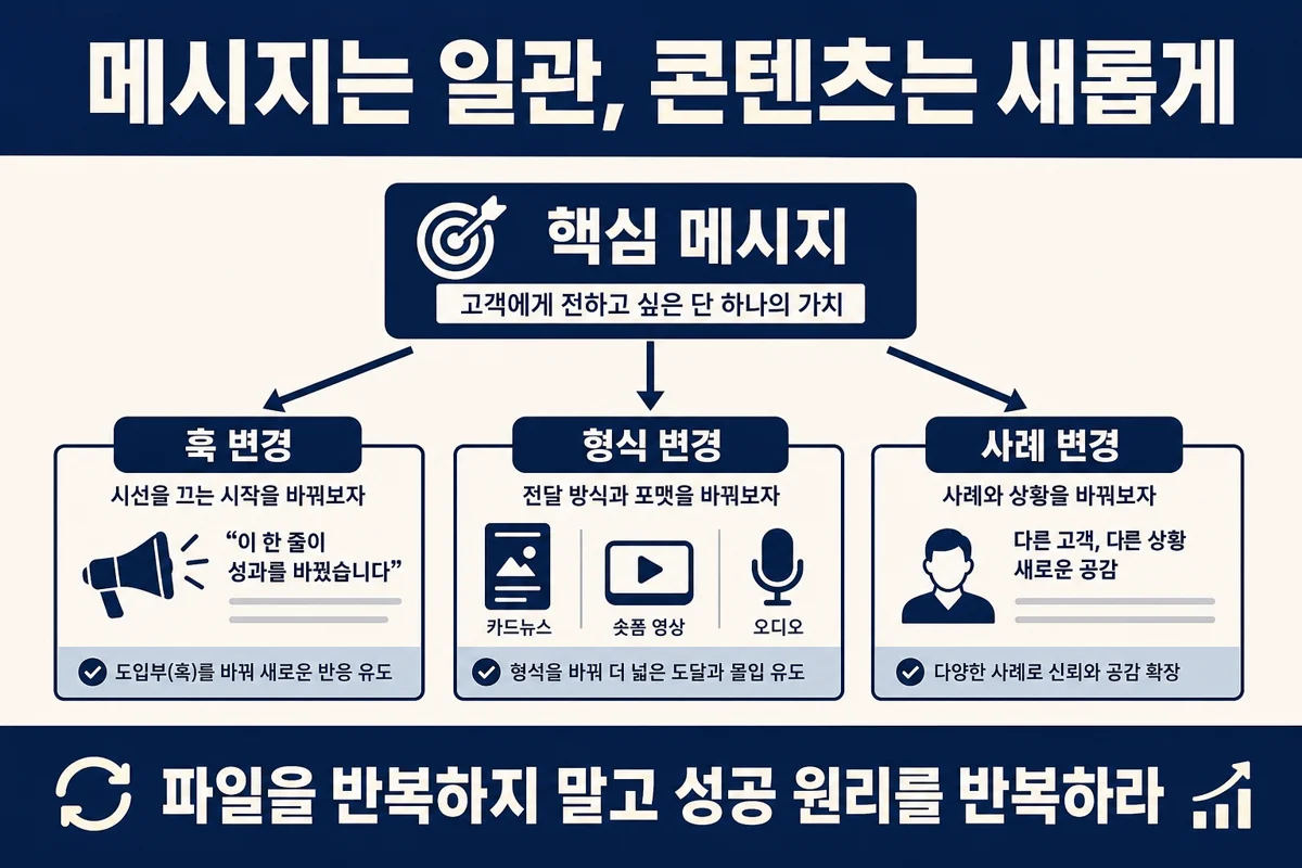 SNS 재탕의 핵심 원칙 인포그래픽