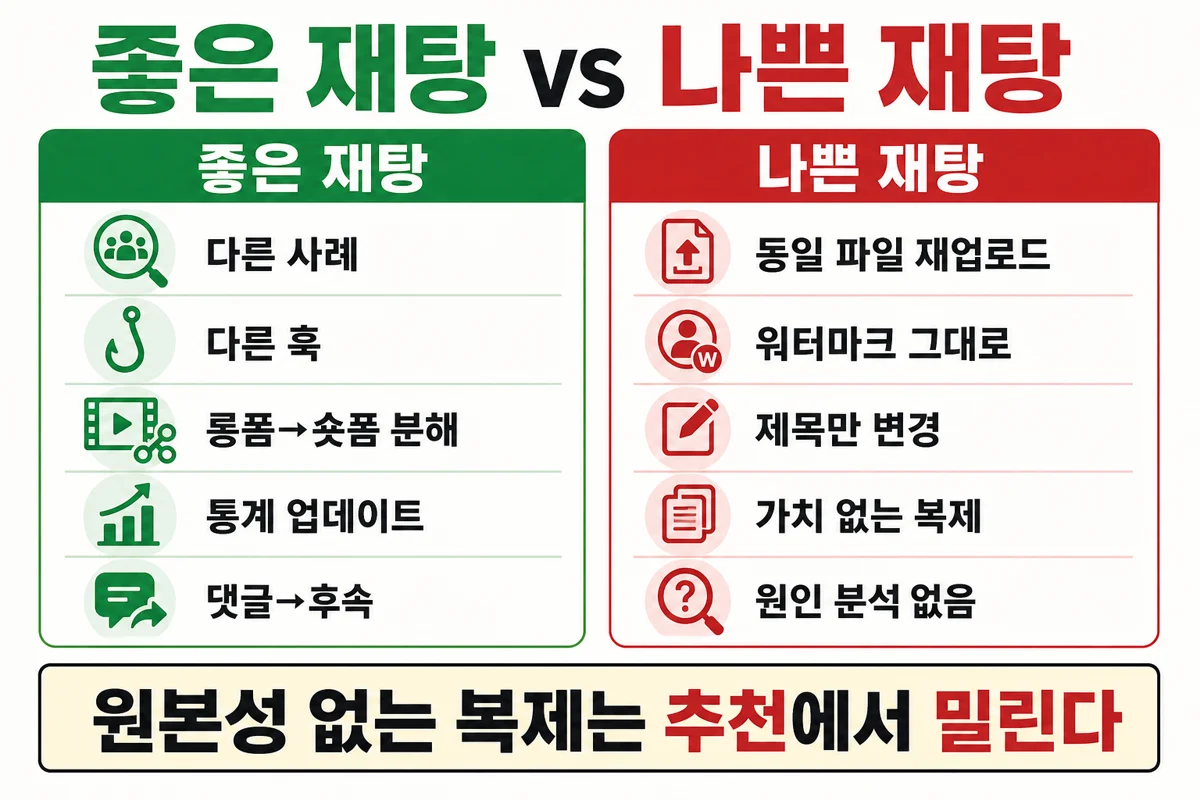 좋은 재탕과 나쁜 재탕 비교