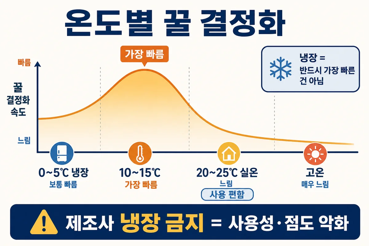 온도별 꿀 결정화 인포그래픽