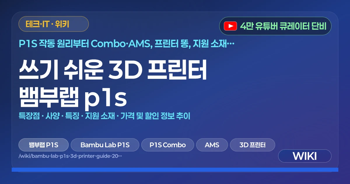 쓰기 쉬운 3D 프린터 뱀부랩 p1s | 특장점 · 사양 · 특징 · 지원 소재 · 가격 및 할인 정보 추이