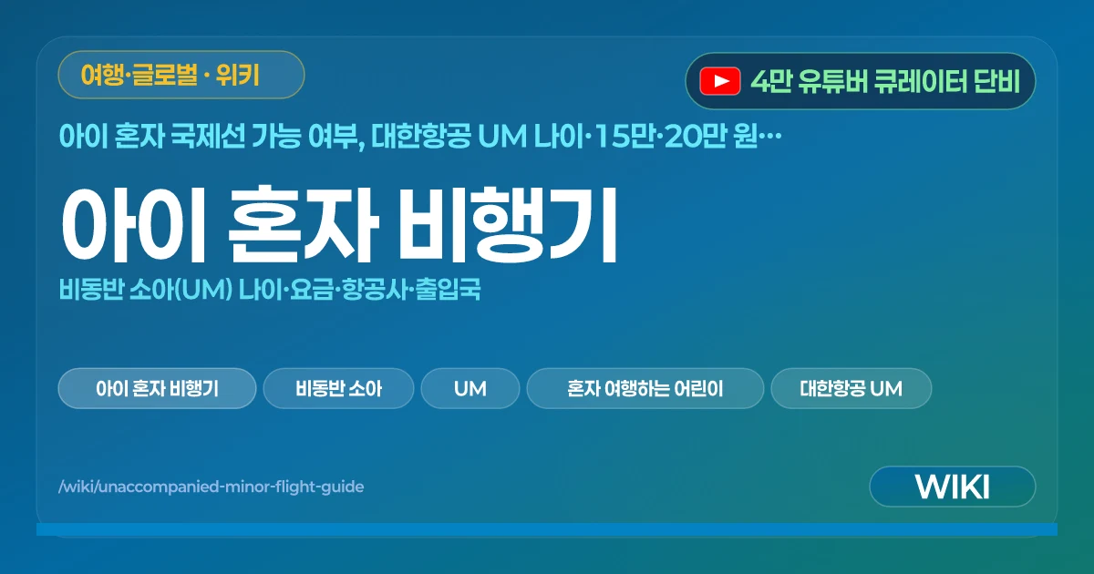 아이 혼자 비행기 | 비동반 소아(UM) 나이·요금·항공사·출입국