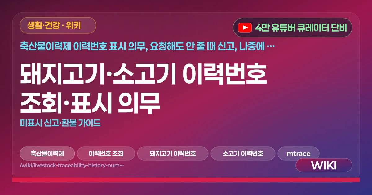 돼지고기·소고기 이력번호 조회·표시 의무 | 미표시 신고·환불 가이드