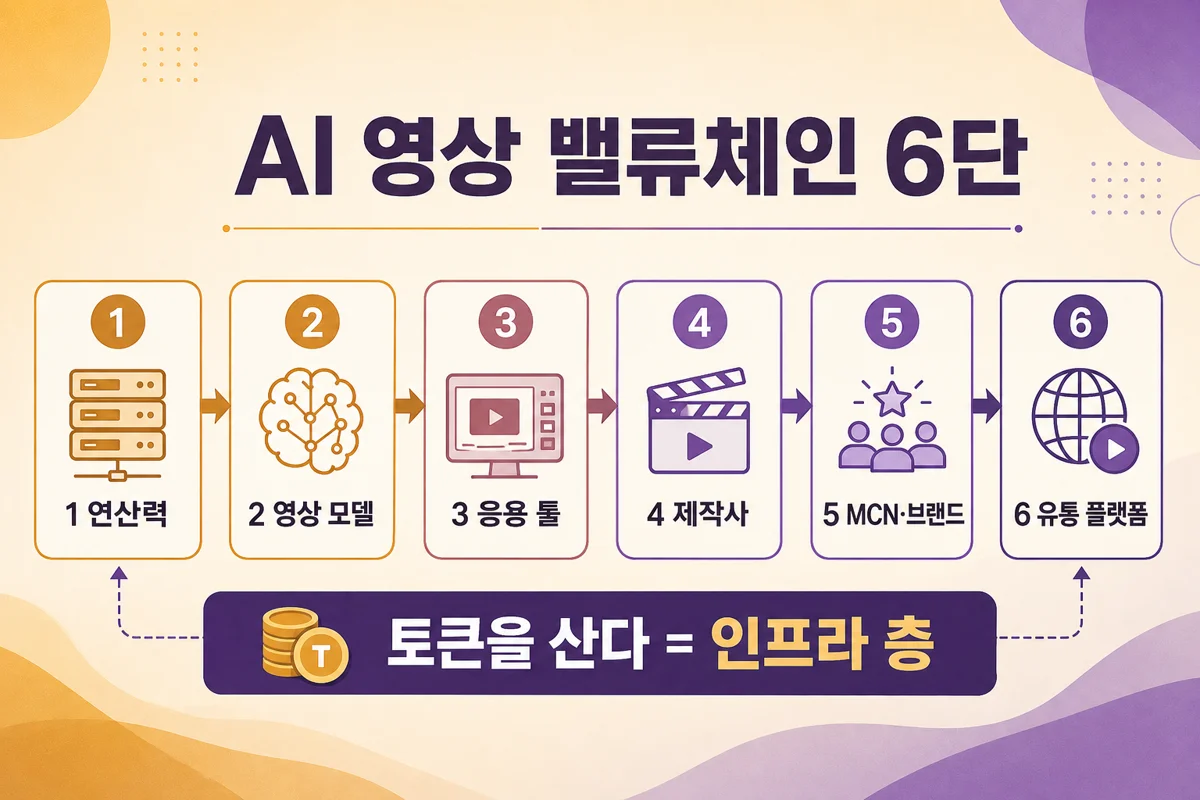 AI 영상 밸류체인 6단 도해