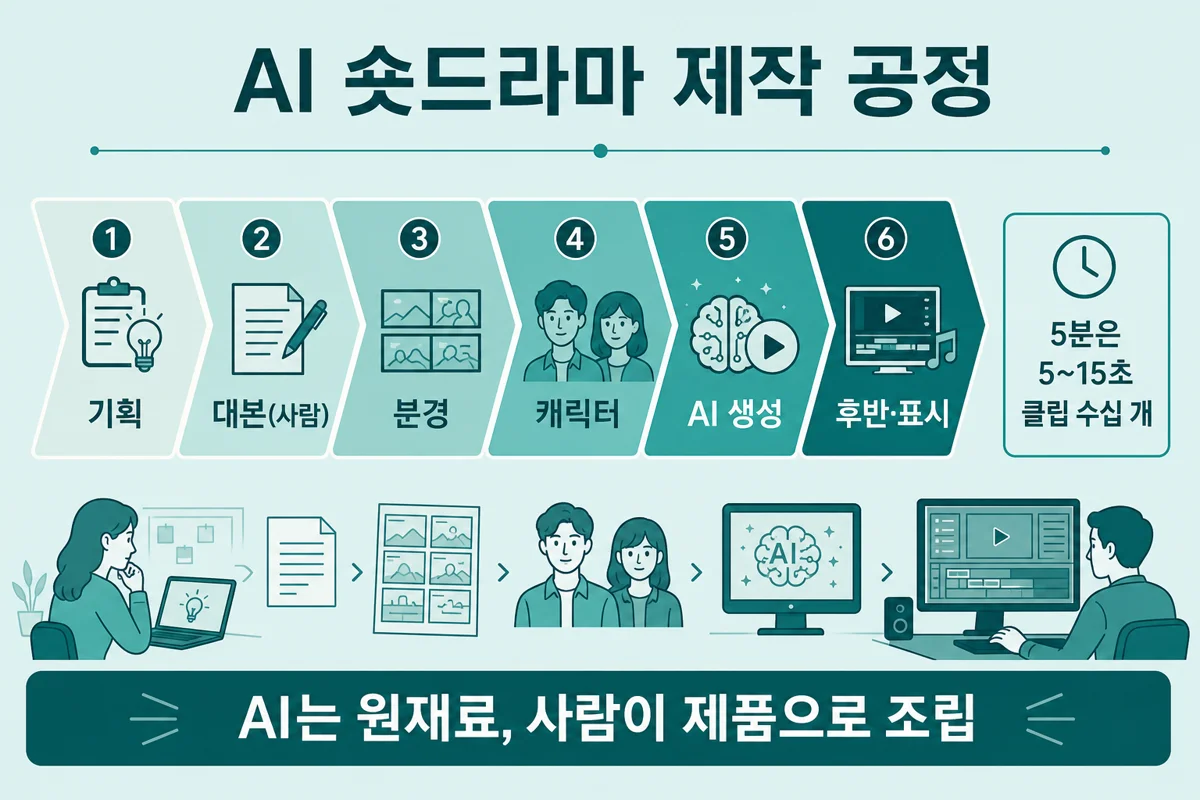 AI 숏드라마 제작 공정 6단계