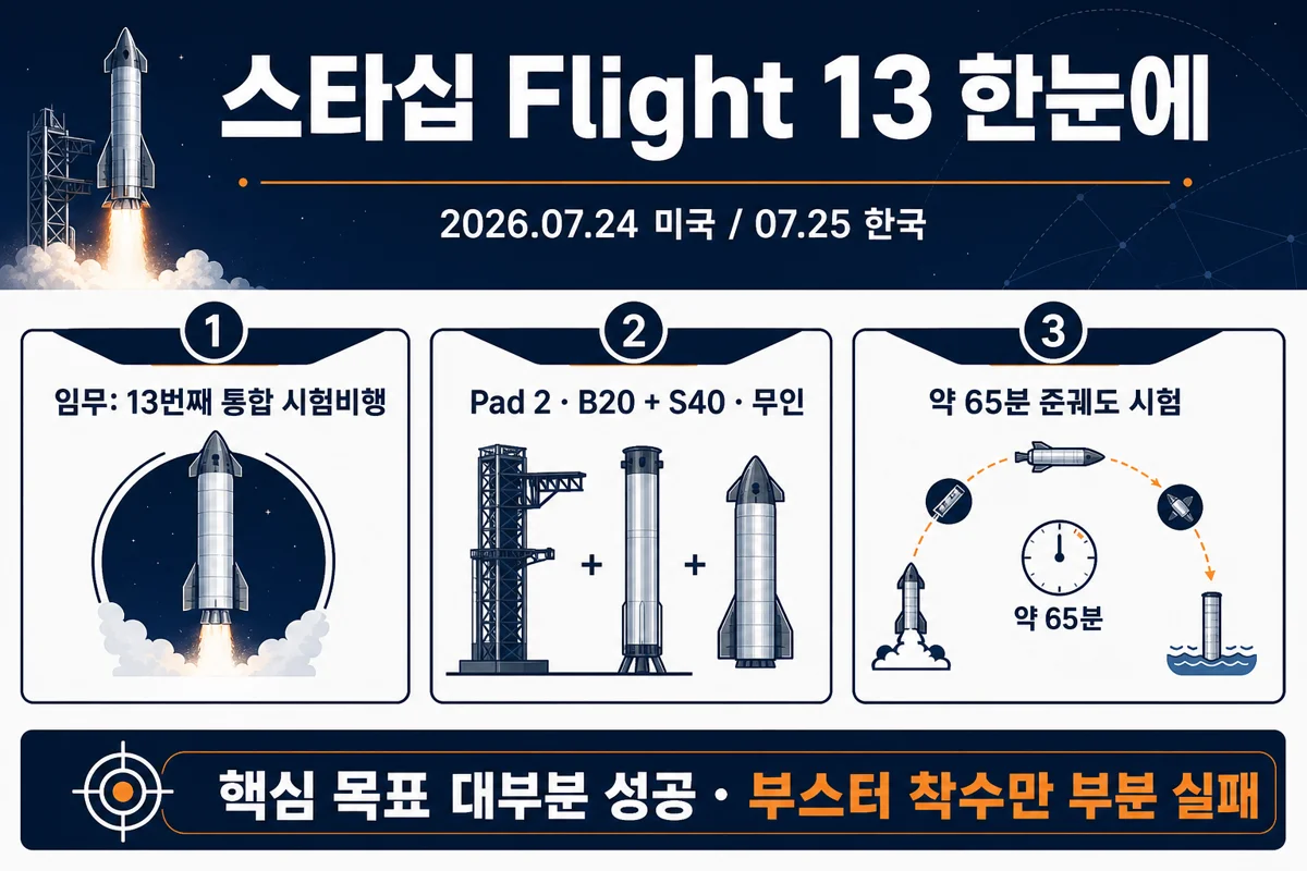 스타십 Flight 13 한눈에