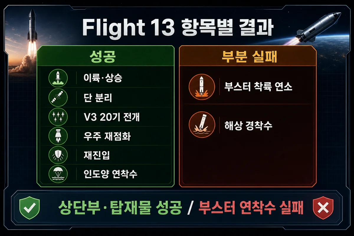 Flight 13 항목별 결과