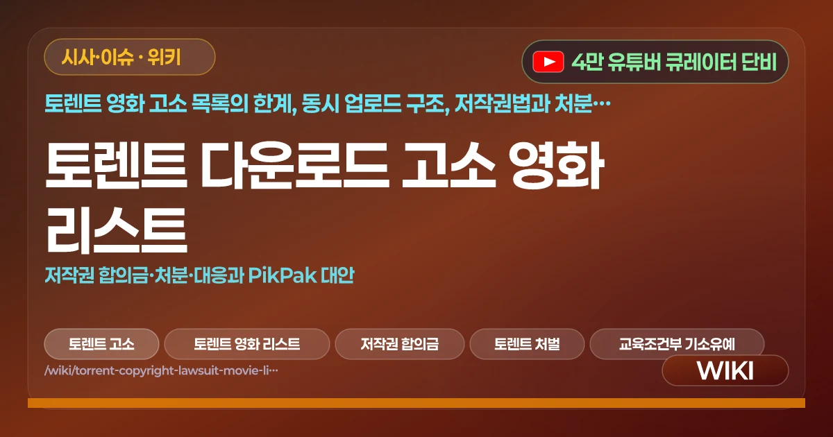 토렌트 다운로드 고소 영화 리스트 | 저작권 합의금·처분·대응과 PikPak 대안