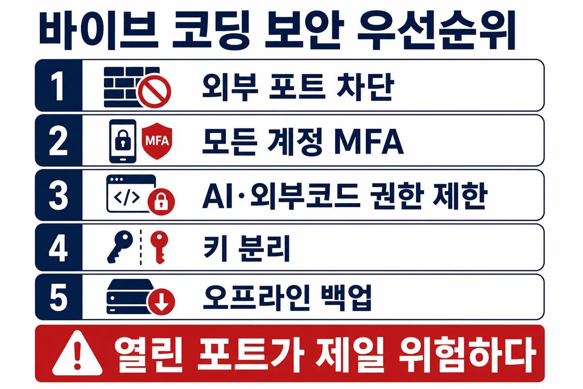 바이브 코딩 보안 우선순위 5단계