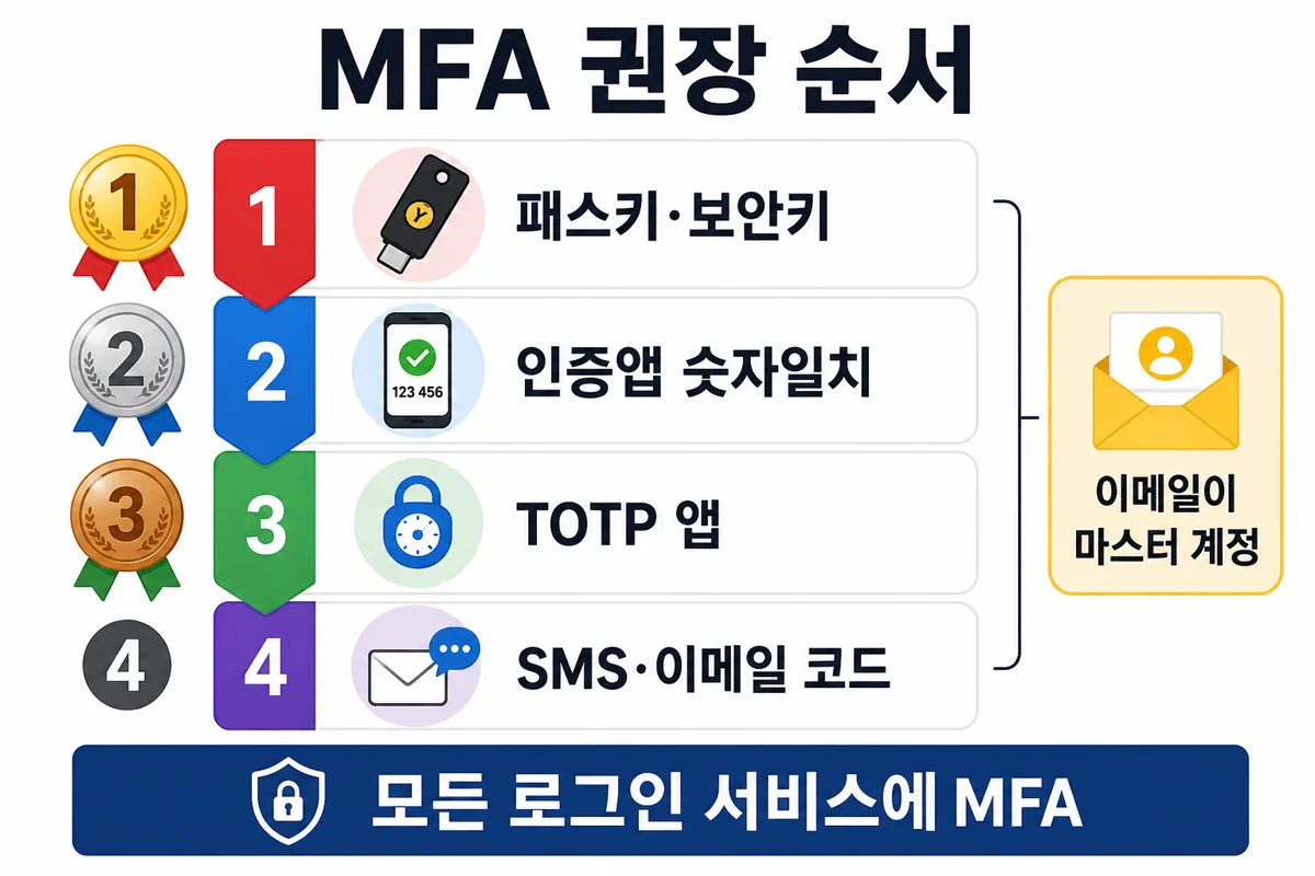 MFA 권장 순서와 이메일 우선