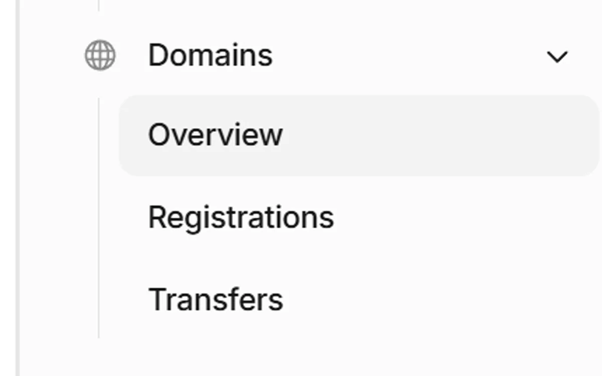 Cloudflare Domains 메뉴
