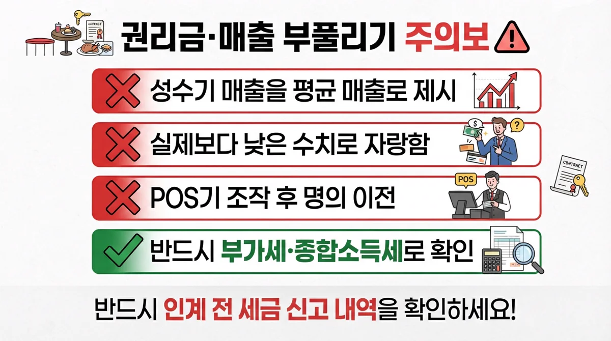 권리금 매출 부풀리기 주의와 세금 확인