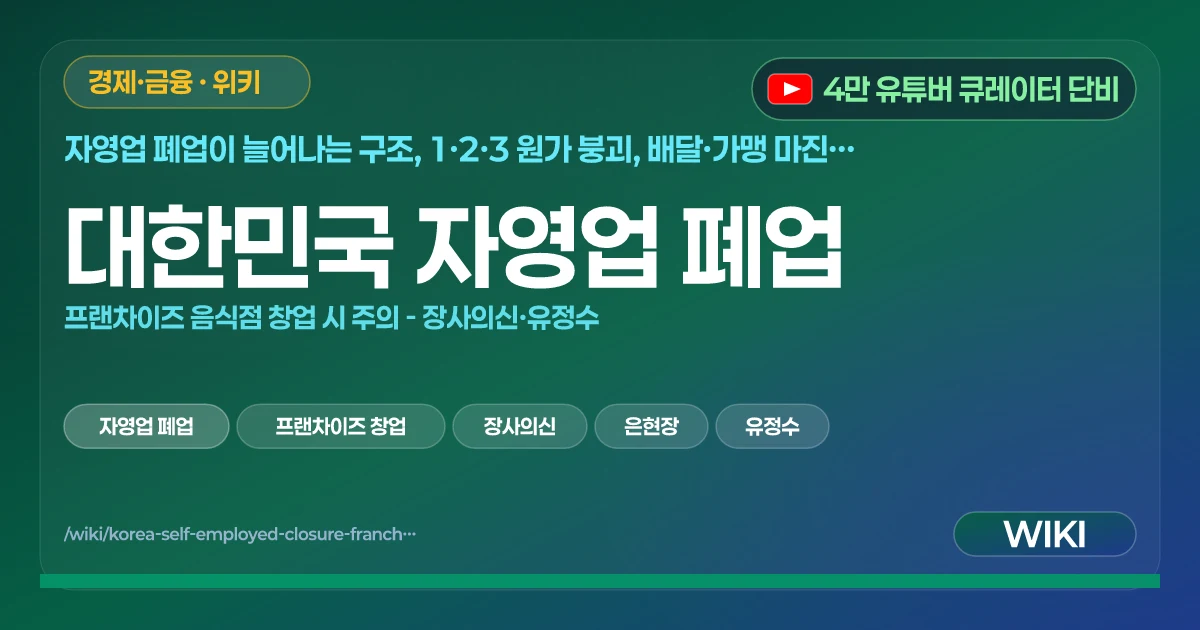 대한민국 자영업 폐업 | 프랜차이즈 음식점 창업 시 주의 - 장사의신·유정수
