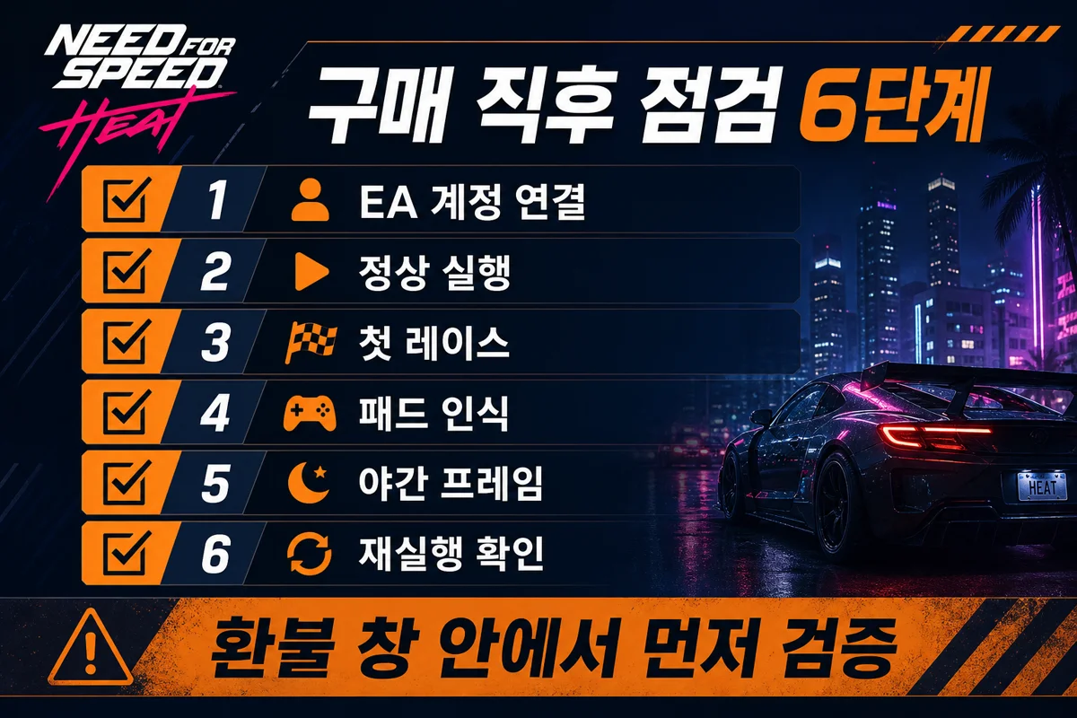 니드 포 스피드 히트 구매 직후 EA 앱 점검 6단계