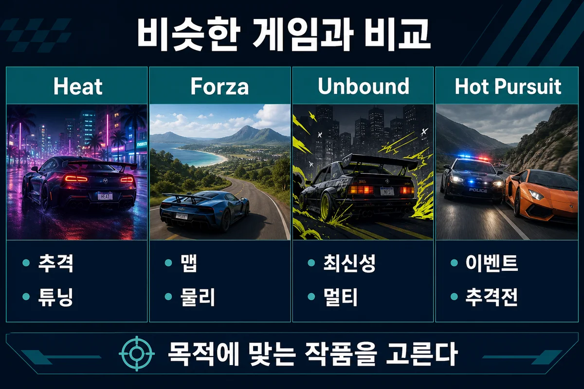 Heat Forza Unbound Hot Pursuit 비교
