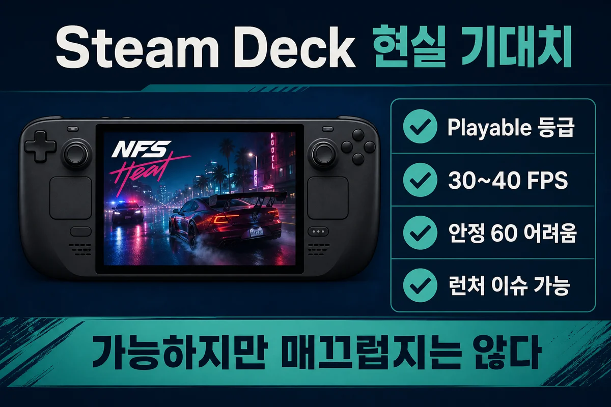 니드 포 스피드 히트 Steam Deck 현실 기대치