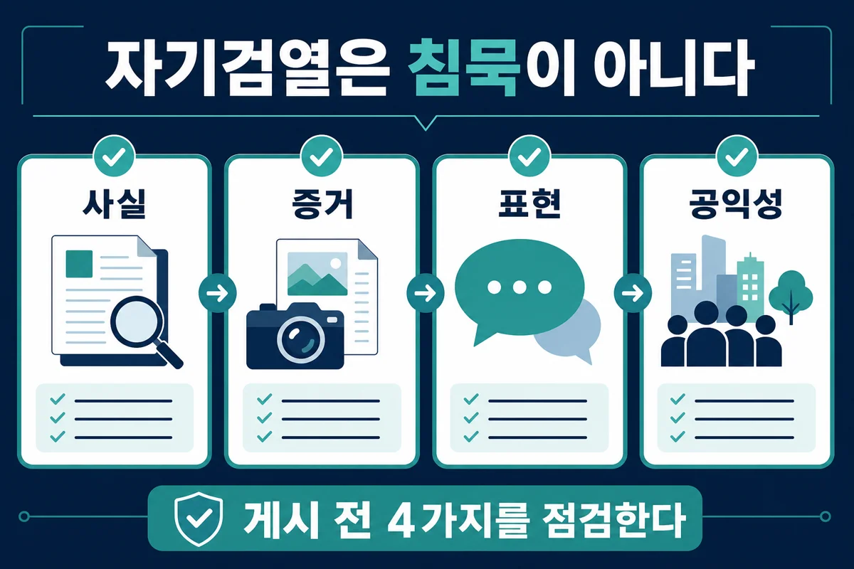 SNS 자기검열의 사실 증거 표현 공익성 네 가지 점검