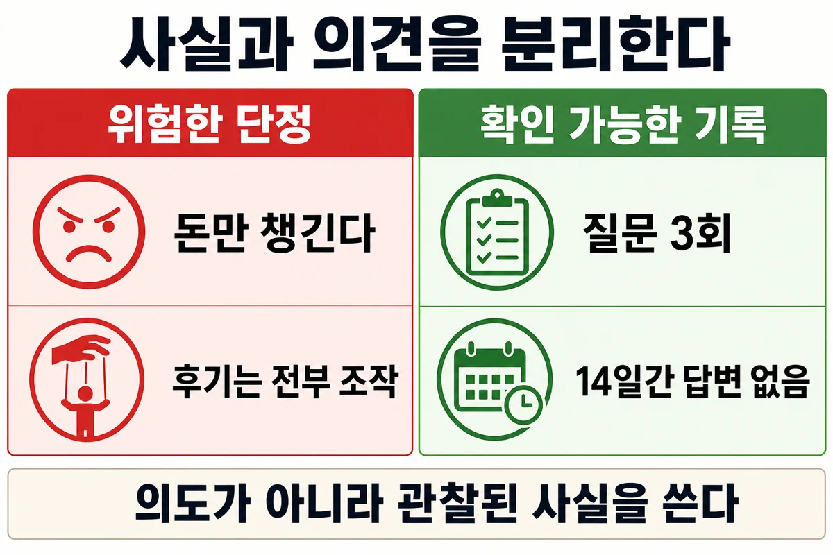SNS 후기의 위험한 단정과 확인 가능한 사실 기록 비교