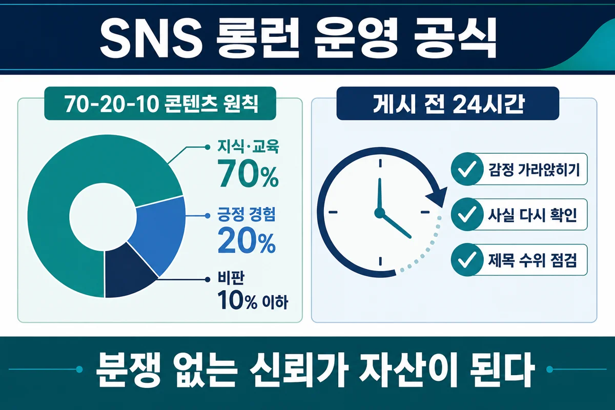 SNS 콘텐츠 70 20 10 비율과 게시 전 24시간 원칙