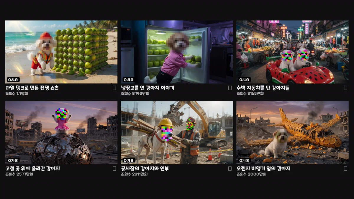 AI 동물 쇼츠 썸네일 격자
