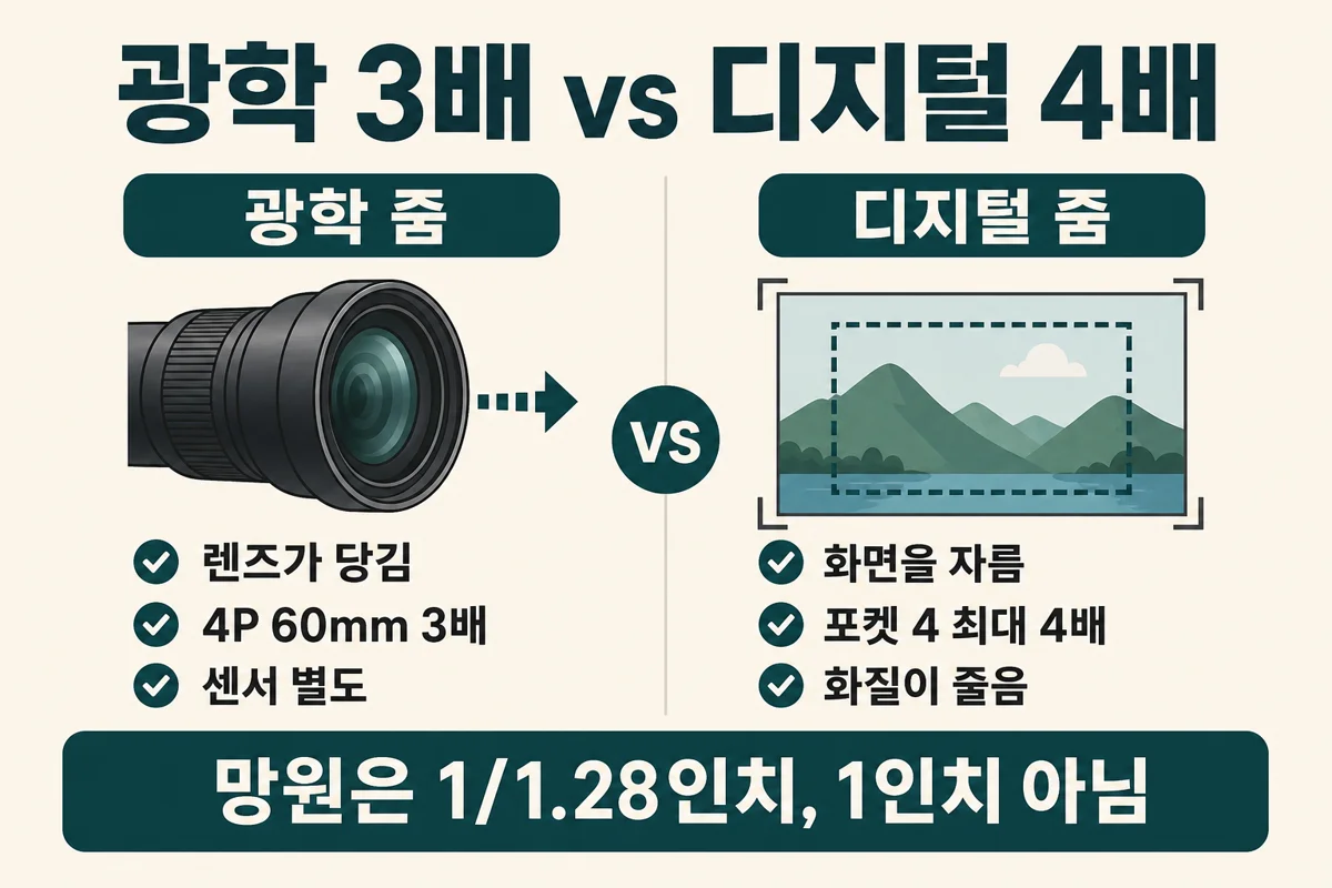 광학 3배와 디지털 4배