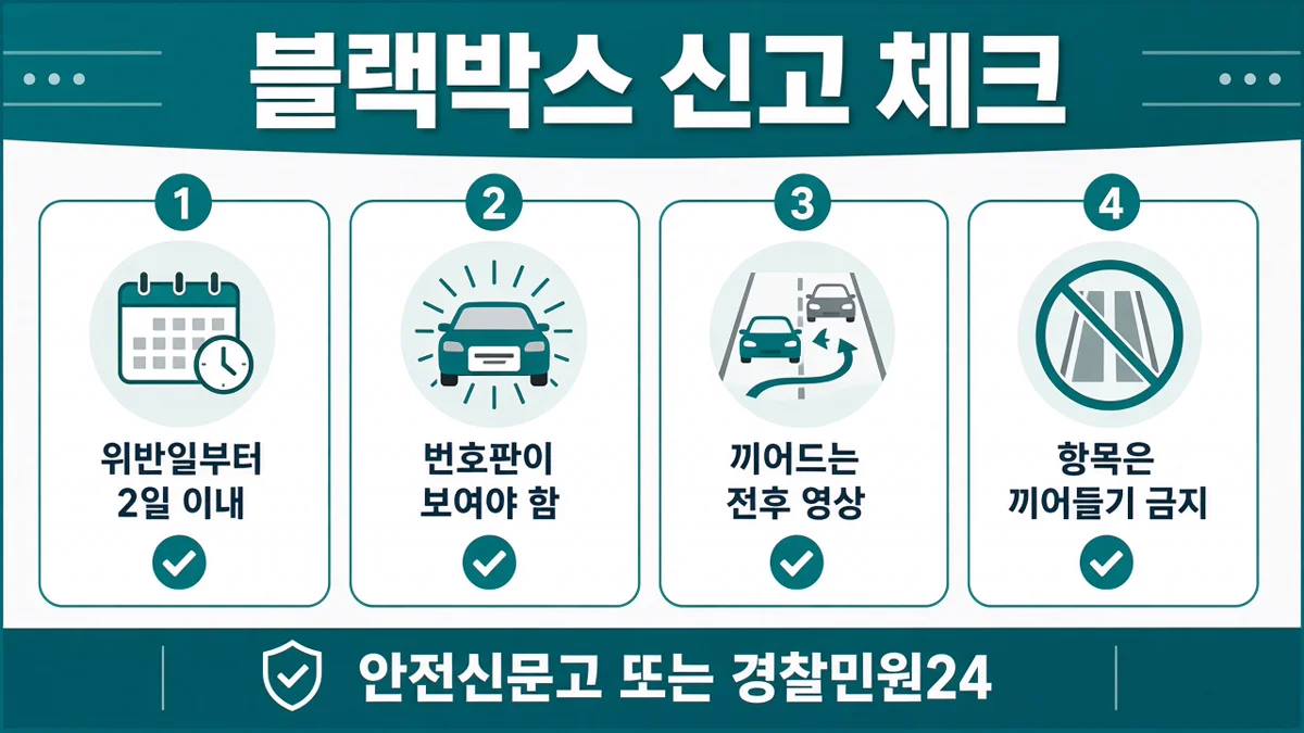 블랙박스 끼어들기 신고 체크리스트 인포그래픽