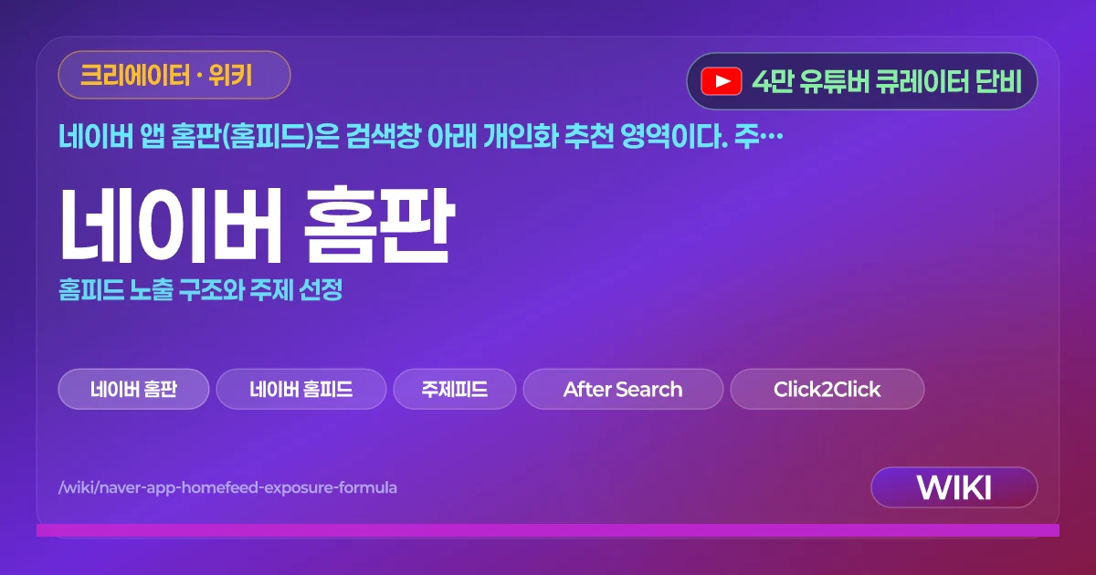 네이버 홈판 | 홈피드 노출 구조와 주제 선정