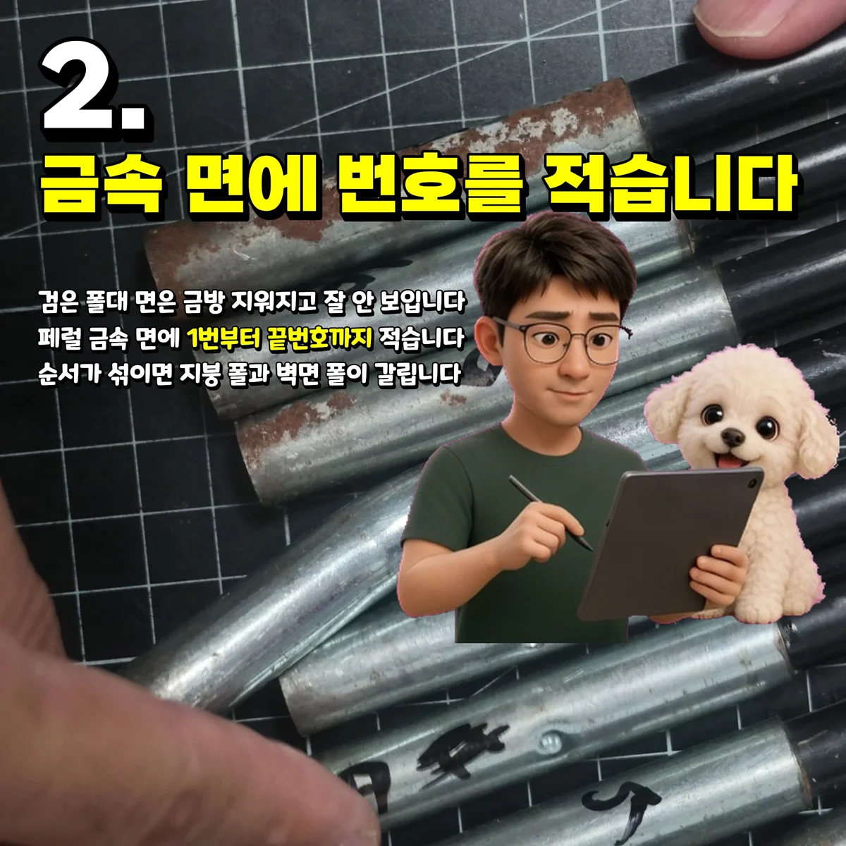 페럴 금속 면에 적은 번호