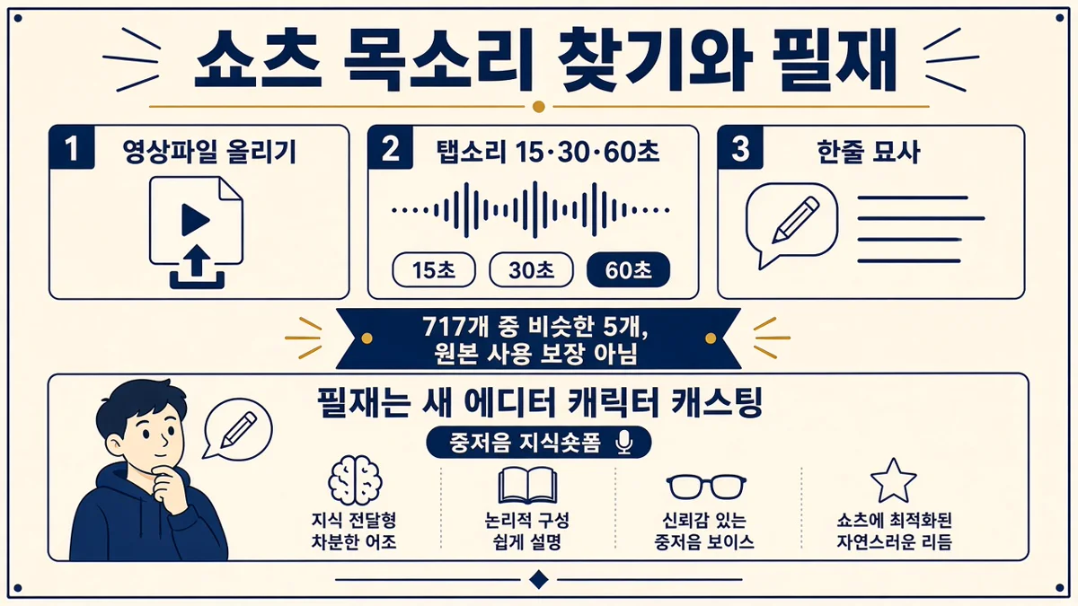 쇼츠 목소리 찾기 영상파일·탭캡처·한줄 묘사와 필재 새 에디터 안내 인포