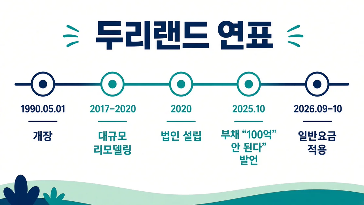 두리랜드 개장과 재개장 흐름