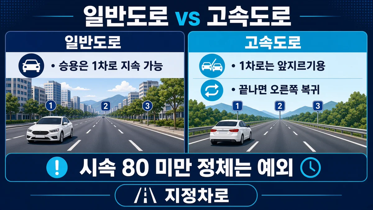 일반도로와 고속도로 1차로