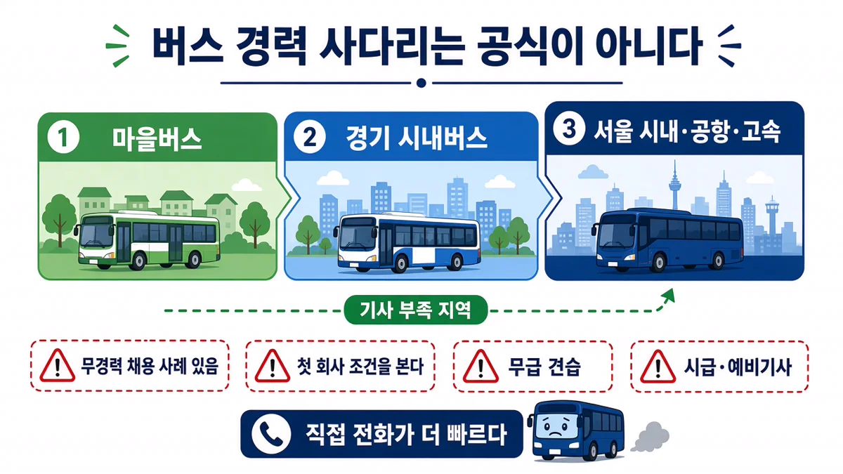 마을버스에서 경기 시내, 서울·공항·고속으로 가는 버스 경력 사다리는 공식이 아니라는 인포