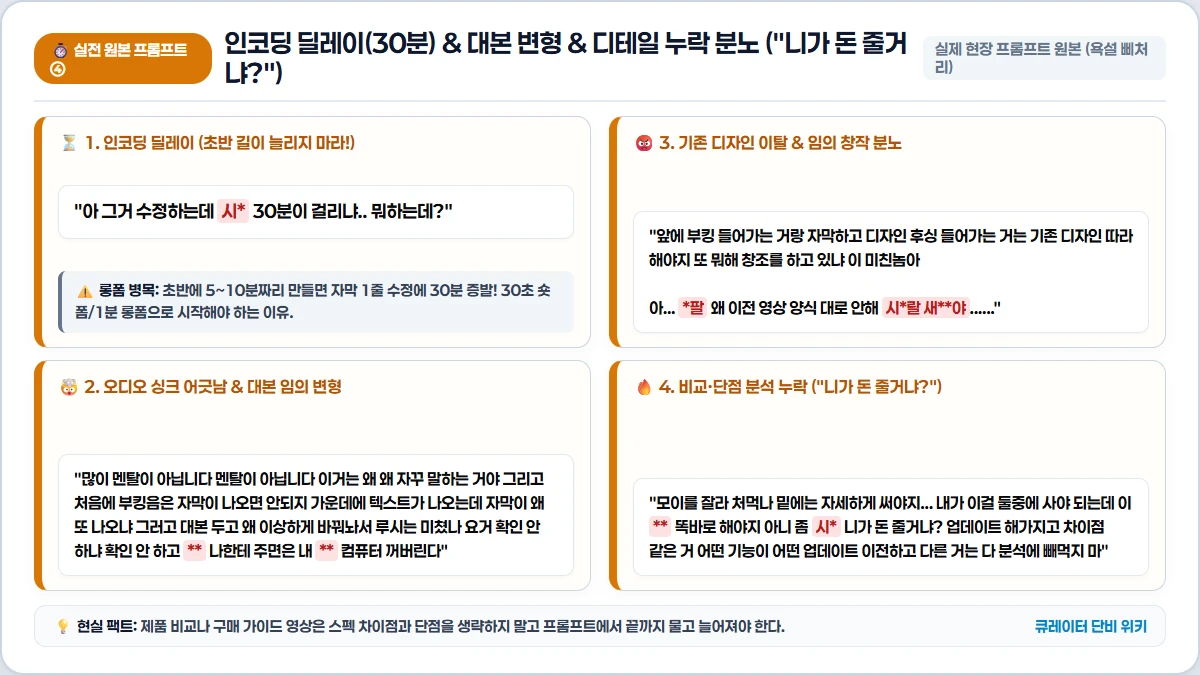 인코딩 딜레이와 디테일 누락 분노 인포그래픽