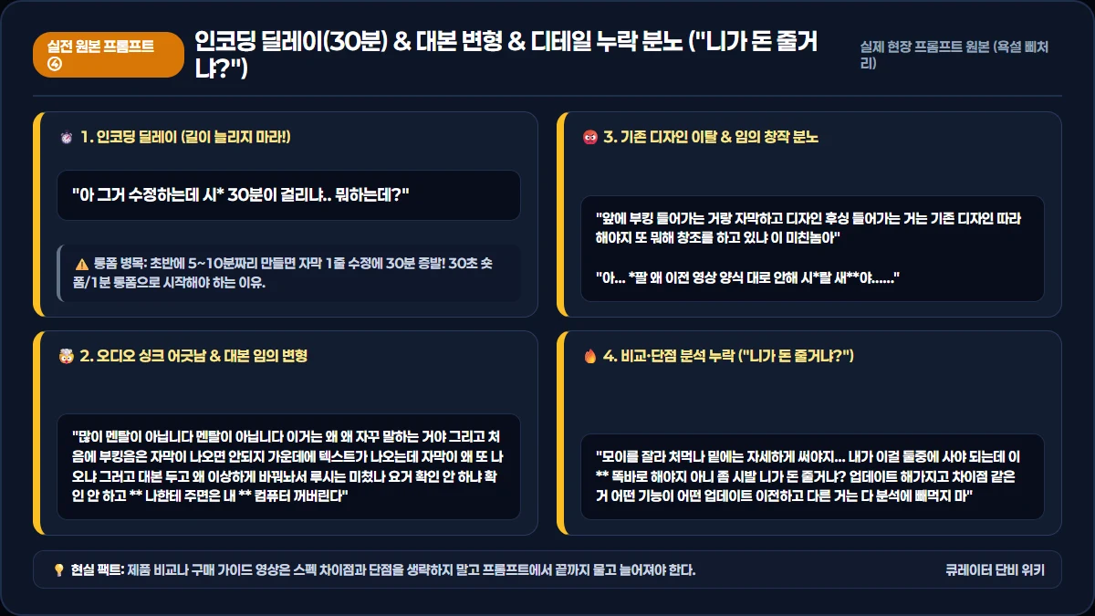 인코딩 딜레이와 디테일 누락 분노 인포그래픽
