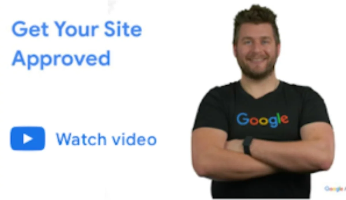 거절 메일 첫 화면. 팔짱을 낀 안내와 Get Your Site Approved