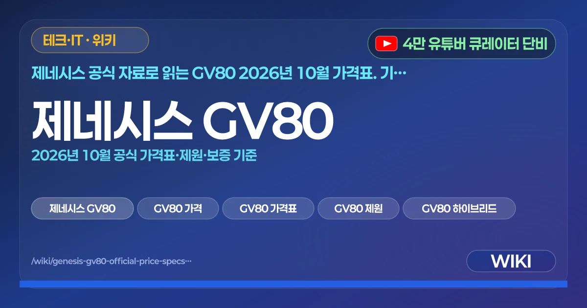제네시스 GV80 | 2026년 10월 공식 가격표·제원·보증 기준
