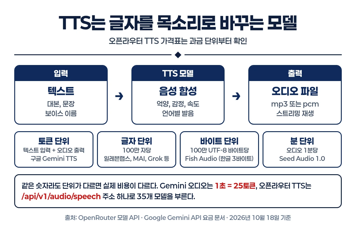 TTS 구조와 과금 단위 인포그래픽