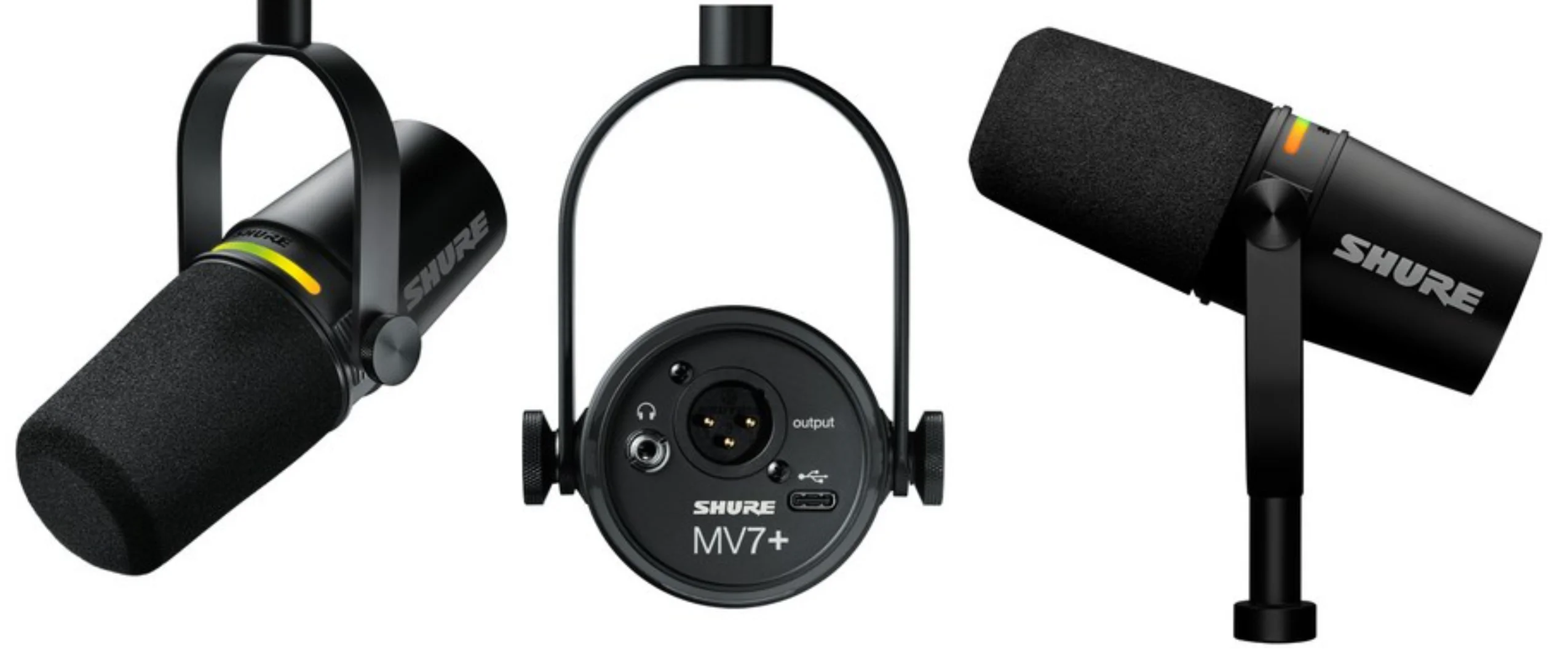 Shure MV7+ 제품 정면 측면 후면 단자