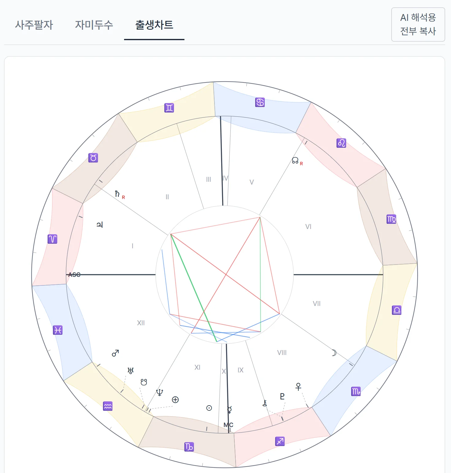 혼천의 서양 점성술 출생차트