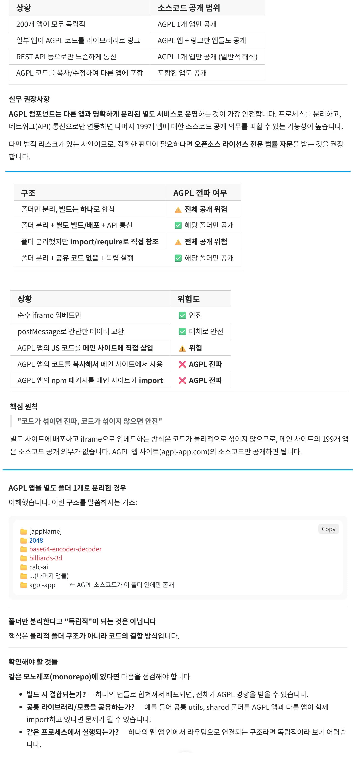 AGPL 라이선스 예시